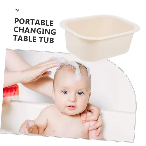 Vista 4 de Lavabo portátil para cambiador, bañera de agua gruesa para una fácil limpieza, diseño ligero de ahorro de espacio para baño y cambios de pañales