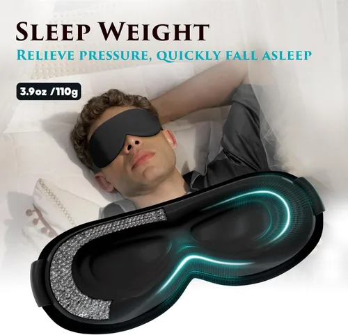 Vista 3 de Máscara de Ojos con Peso para Dormir - Máscaras de Ojos para Dormir con Correa Ajustable, Cubiertas de Ojos para Extensiones de Pestañas