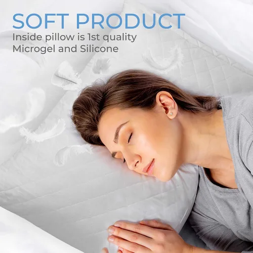 Vista 4 de Diamond Elegant - Almohadas de cama a granel para dormir tamaño Queen, paquete de 12 almohadas, almohadas de hotel para dormir de lado y boca abajo