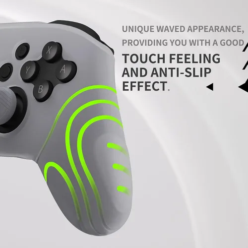 Vista 4 de playvital Samurai Edition - Funda protectora ergonómica de silicona para Nintendo Switch Pro, suave y antideslizante, protector de agarre
