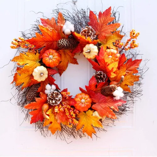 Vista 5 de FEPITO 56 piezas de conos de pino de calabazas de otoño para decoraciones Mini calabazas artificiales, conos de pino, hojas de otoño, bellotas