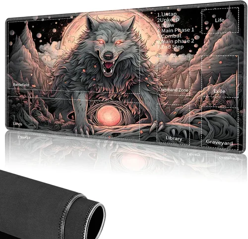 Vista 33 de Tapete de juego para MTG, tapete de juego de cartas cosido con zona mágica para juegos de cartas MTG, (17.4 x 13.8 pulgadas), tapete de juego