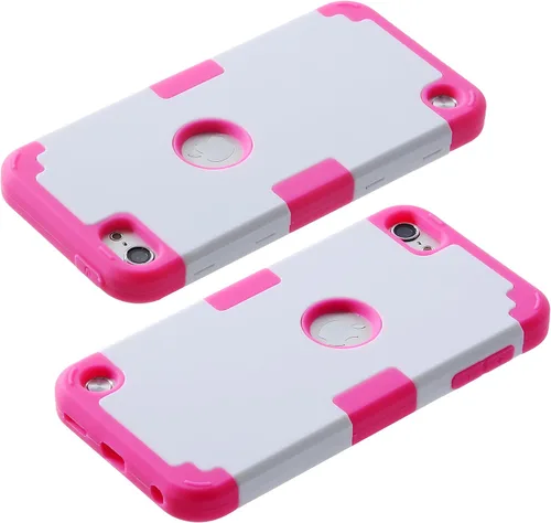 Vista 4 de Wisdompro Funda para iPod Touch 7, para iPod Touch 6, para iPod Touch 5, 3 en 1 híbrida de silicona suave y policarbonato duro Funda protectora