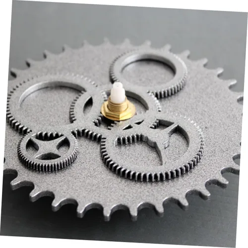 Vista 6 de Retro Industrial Gear Wall Clock Large Pointer Decorative Hanging Clock for Bedroom Kitchen Easy to Install Silver Finish Battery Not Included