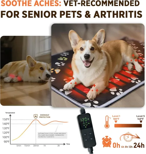 Vista 3 de furrybaby Almohadilla térmica para mascotas, alfombrilla térmica impermeable para perros y gatos con tubo antimordeduras duradero para interiores 1