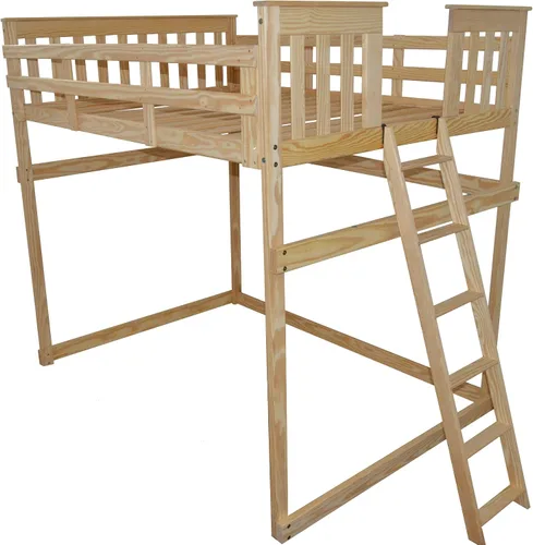 Vista 27 de Furniture Barn USA - Cama tipo loft de tamaño individual con escalera final, pintado de pino negro