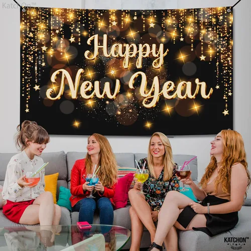 Vista 6 de KatchOn, Banner de Feliz Año Nuevo 2026 - XtraLarge 72x44 Pulgadas Telón de Fondo de Feliz Año Nuevo para Decoraciones de Año Nuevo 2026 Banner