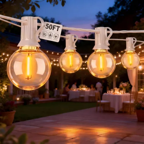 Vista 12 de Abeja - Cadena de luces para exteriores, de 25 pies con bombillas LED G40 tipo globo con 27 bombillas de plástico Edison (2 de repuesto), luces
