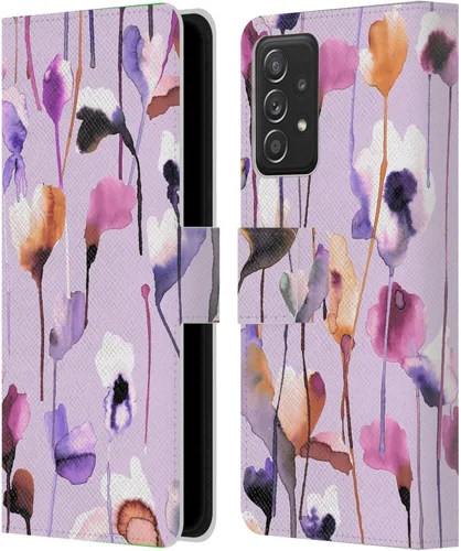Vista 254 de Head Case Designs Officially Licensed Ninola Abstract Poppies Lilac Floral Leather Wallet Case Compatible with Samsung Galaxy A07 4G