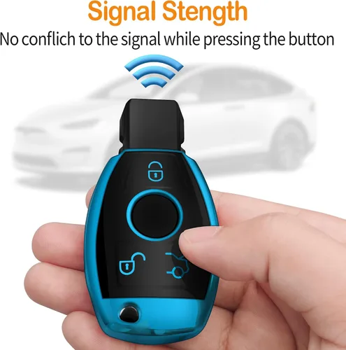 Vista 5 de Funda para llave Mercedes Benz con llavero, carcasa de protección completa de TPU suave compatible con LS CLK AMG ML C CL E S SL SLK G GLC GLE GLS M