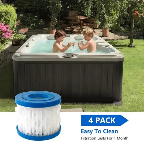 Vista 5 de Paquete de 4 cartuchos de repuesto de filtro de spa y bañera de hidromasaje tipo VI para Lay-Z-Spa, Coleman SaluSpa 90352E 58323 90427E, cartucho