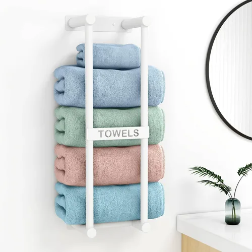 Vista 12 de STWWO Toallero para Baño Montado en Pared, Toallero de Pared de 22 Pulgadas para Toallas Enrolladas, Almacenamiento de Toallas para Baño Pequeño