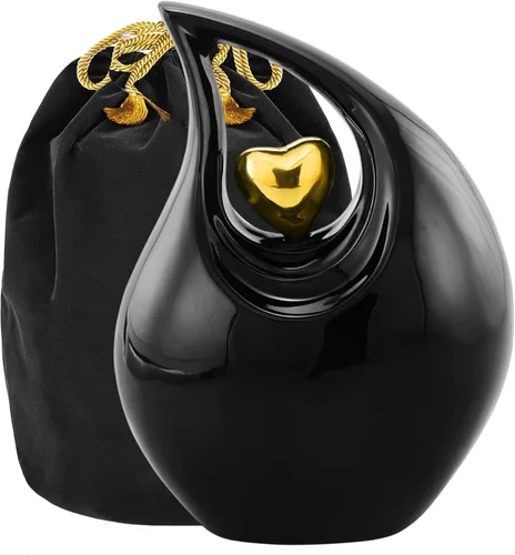 Vista 30 de Urna de cremación Heart of Love para cenizas humanas - Hermosa urna conmemorativa ERN para adultos - ERN decorativa para seres queridos - Urna Negro