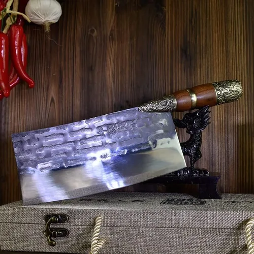 Vista 2 de Meat knife Cleaver, 7.6inch Hand Forged Meat Cleaver Sharp Blade Kitchen Knife China Longquan Kitchen Knife Kitchen Slicing Knife Cooking Tools