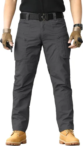 Vista 2 de CARWORNIC Pantalones tácticos ligeros para hombre, pantalones cargo militares, resistentes al agua, para senderismo, trabajo
