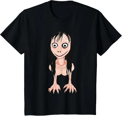 Vista 14 de Momo T Shirt - Camiseta de cara espeluznante - Camiseta de Halloween Momo, Negro, S