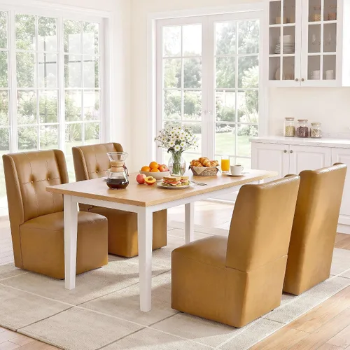Vista 16 de Silla de comedor giratoria con ruedas, silla de comedor