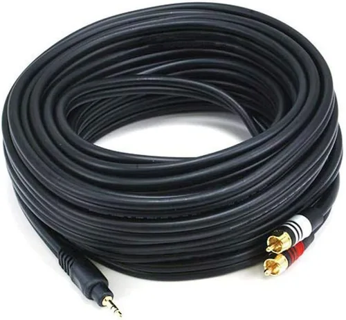 Vista 9 de Cable de audio Monoprice - 1.5 pies - Negro Premium estéreo macho a 2RCA macho 22AWG, chapado en oro