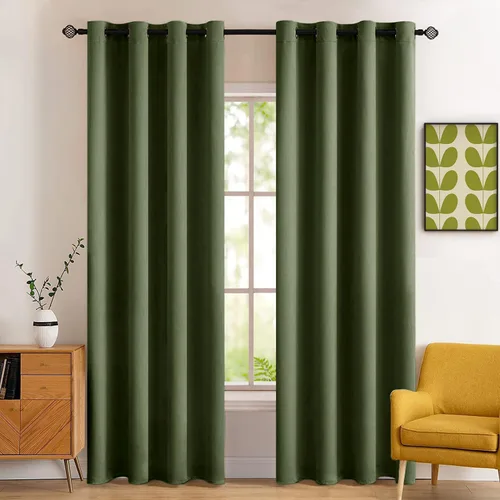 Vista 11 de MIULEE Cortinas opacas para dormitorio o sala de estar, juego de 2 paneles de cortina para ventana con aislamiento térmico y bloqueo de luz