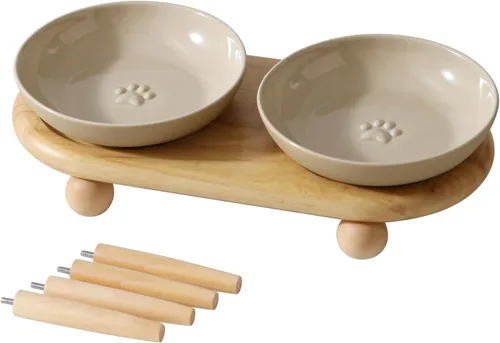 Vista 7 de Havniva Cuencos elevados para gatos, juego de cuencos de comida y agua para Blanco