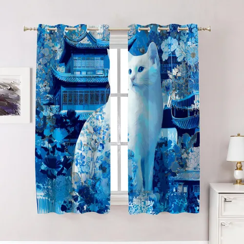 Vista 9 de Cortinas opacas de poliéster multicapa para ventanas de padre e hijo, 2 unidades, 26 x 24 pulgadas