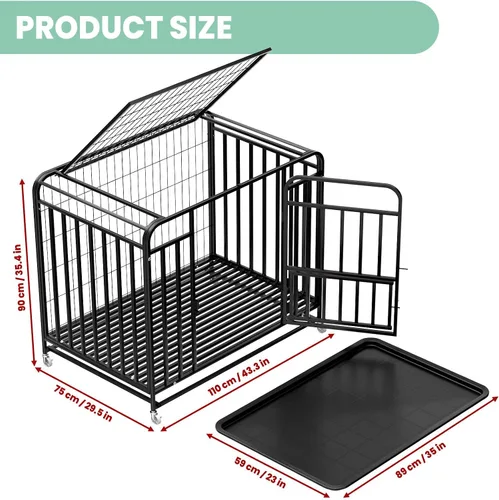 Vista 5 de 42 Inch Escape-Proof Dog Crate with Double Door, Heavy Duty Indestructible Dog Cage, Secure Kennel for Strong Dogs, for High Anxiety Dogs, XXL