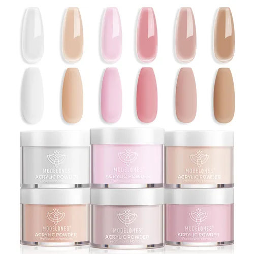 Vista 10 de Modelones Polvo acrílico rosa de 6 colores, kit de polvo de uñas acrílico neón con purpurina de verano, polvo de uñas acrílico para el día de San