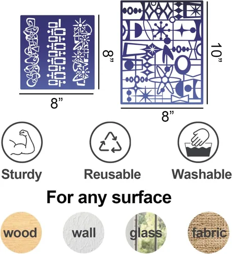 Vista 2 de Plantillas para manualidades, plantillas de textura reutilizables, plantilla geométrica para pintar en madera, muebles, tarjeta, lona, papel, álbum