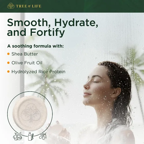 Vista 3 de Tree of Life Barra de acondicionador de agua de arroz, cuidado del cabello con proteína de arroz sin sulfato que fortalece, repara y proporciona