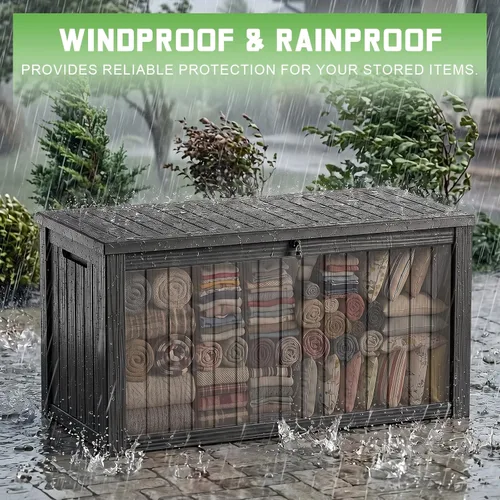 Vista 3 de Caja de cubierta de 200 galones con cerradura, impermeable Negro