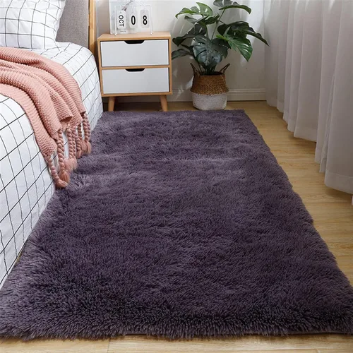 Vista 14 de GIBZ Alfombra rectangular de pelo largo de piel para interiores, antideslizante, suave, para dormitorio, sala de estar, lavable, color azul, 2