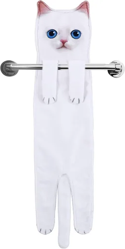 Vista 26 de Divertidas toallas de mano para decoración de baño y cocina, bonita toalla de mano colgante de gato, accesorios de cocina, ideas únicas de regalo