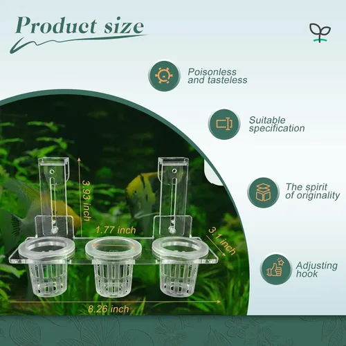 Vista 2 de Soporte acrílico para plantas de acuario para colgar plantas acuáticas, gancho ajustable para pecera para colgar cultivo y decoración de acuarios