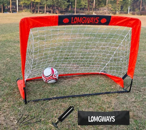 Vista 9 de LOMGWAYS Portería de fútbol – Red plegable para niños y jóvenes – Portería de fútbol interior + exterior con bolsa de transporte – Fácil instalación