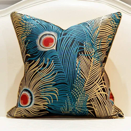 Vista 9 de Avigers - Fundas de cojín de 18 x 18 pulgadas, diseño de plumas de pavo real plateadas en azul claro, fundas de almohada de lujo, fundas de almohada