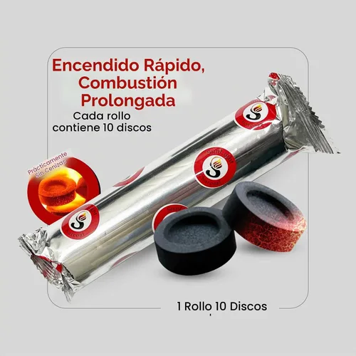 Vista 2 de Sunlight Charcoal, 10 tabletas de carbón de luz rápida, discos de carbón, rollos de carbón de 1.299 in, paquete de 10 briquetas de carbón