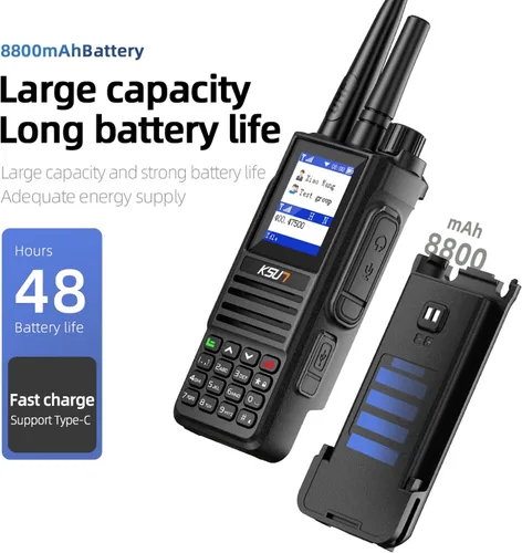 Vista 3 de KSUN - Radio POC con tarjetas SIM, walkie talkies globales, antena de radio bidireccional de mano, red celular de alcance ilimitado, recargable