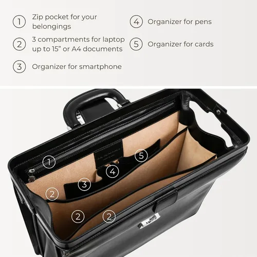 Vista 5 de Time Resistance Maletín de cuero para abogado - Maletín italiano hecho a mano para portátil para hombres y mujeres - Estuche de fijación - Bolsa