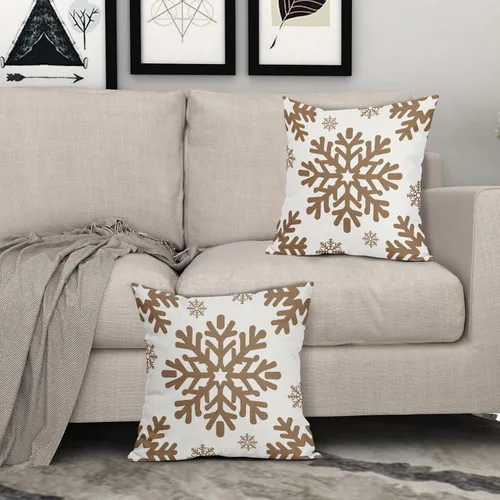 Vista 66 de Fundas de almohada decorativas de Navidad negras 40x40 cm con copos de nieve blancos de Navidad, juego de 2, temática rústica de invierno