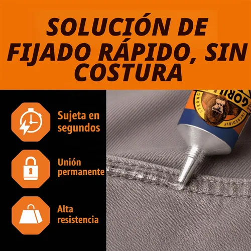 Vista 2 de Gorilla Pegamento de tela impermeable, tubo de 2.5 onzas, transparente