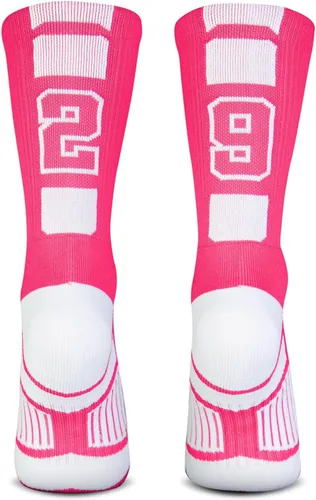 Vista 40 de ChalkTalkSPORTS Calcetines de equipo personalizados - Calcetines con números rosados Elige tu número