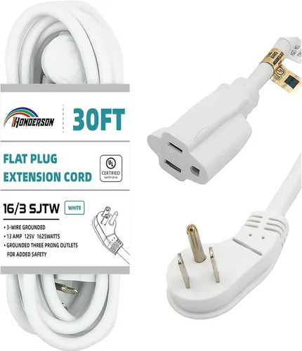 Vista 28 de Cable de extensión de enchufe plano para interiores, certificación UL, calibre 14, 3 pies, negro, 3 clavijas, resistente, cable de alimentación SJTW