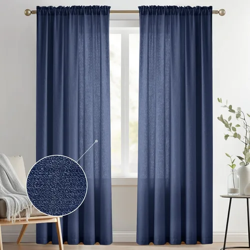 Vista 78 de Melodieux Cortinas de Niveles Semitraslúcidas Negras de 24 Pulgadas de Largo para Cocina, Cafetería, Dormitorio, Ventanas Pequeñas, Aspecto de Lino