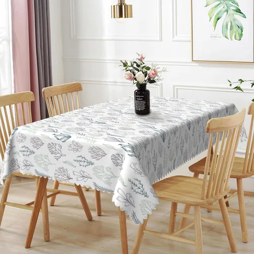 Vista 13 de Mantel oblongo, diseño de playa de 52 x 70 pulgadas, diseño de playa con estrellas de mar y olas de mar, con decoración impermeable y resistente a