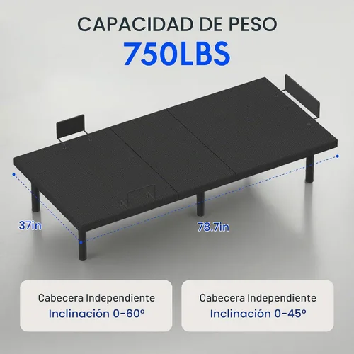 Vista 2 de FLEXISPOT Base de cama ajustable individual XL con colchón de 10 pulgadas
