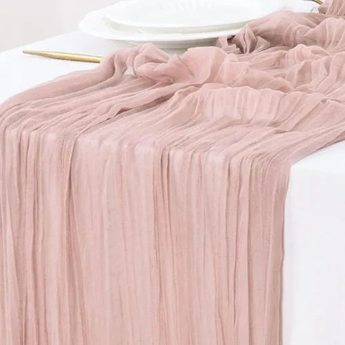 Vista 13 de Socomi Camino de mesa beige para primavera y Pascua, camino de mesa de 170 pulgadas, paño de queso de 14 pies, gasa bohemia rústica para decoración
