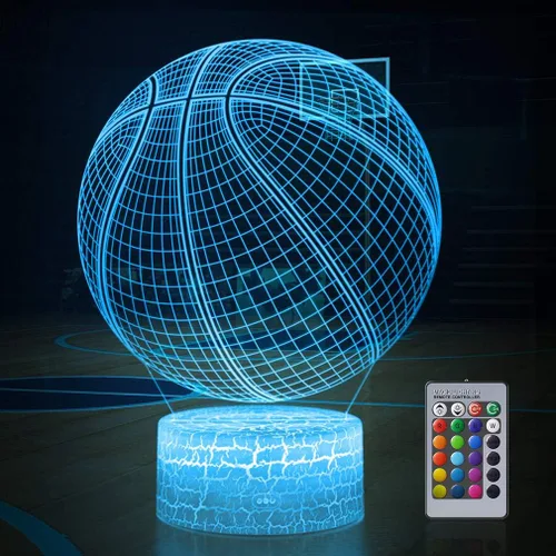 Vista 8 de Lámpara de fútbol 3D Luz nocturna: Regalos para niños y niñas con control remoto táctil, varios colores con brillo ajustable, alimentada por