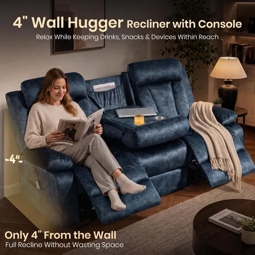 Vista 5 de GUEAPY Sofá reclinable eléctrico, sofá de calor y masaje, terciopelo holandés