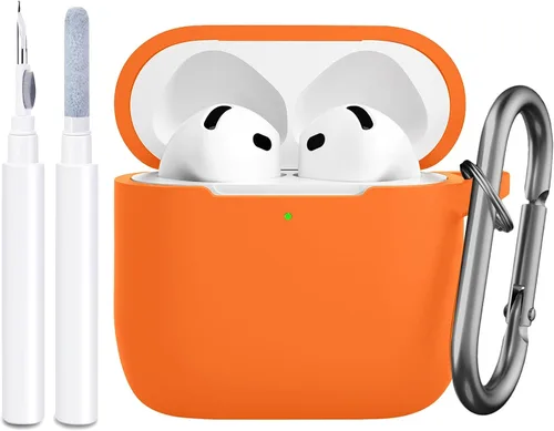 Vista 8 de Funda compatible con AirPods de 4ª generación, funda de silicona protectora suave con kit de limpieza, accesorios para Apple AirPods 4 Gen 2024, LED