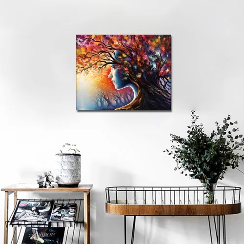 Vista 2 de TUMOVO Pintura por números para adultos principiantes, kits de pintura por números, pintura de bosque de otoño por números, pintura abstracta